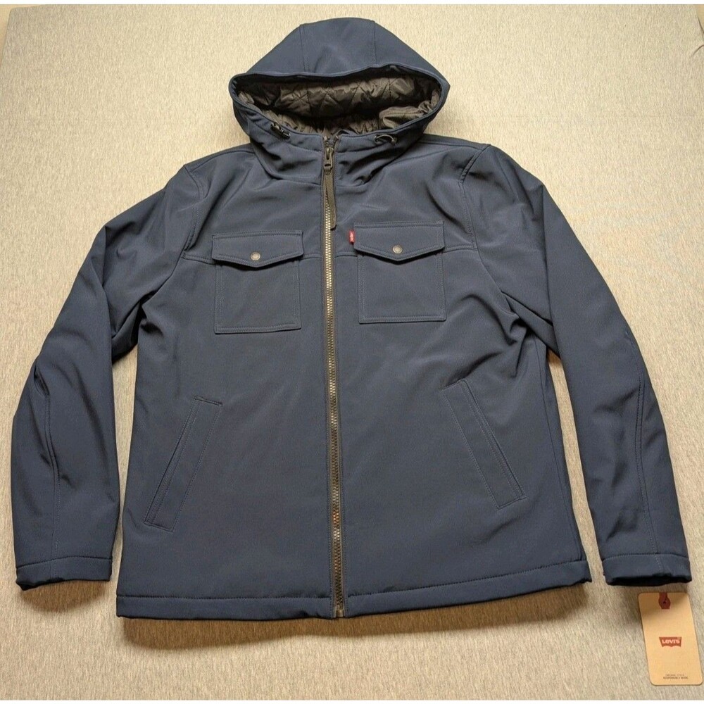 NWT Levi's mens Artic Cloth Filled Performance Rain Shell Jacket Blue Size Large